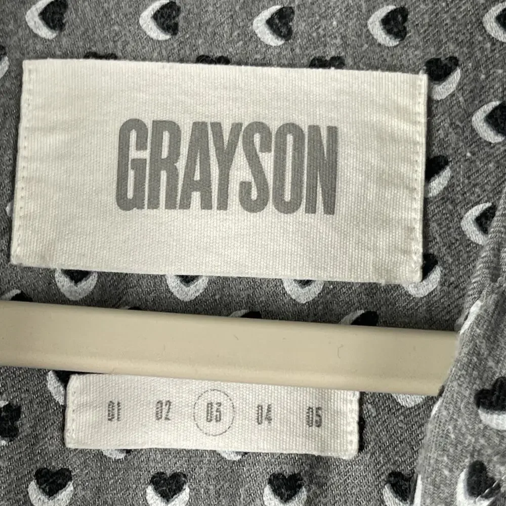 Grayson The Hero Top Womens 3 Medium Gray Heart Print Lyocell Button Up Soft - Picture 4 of 15